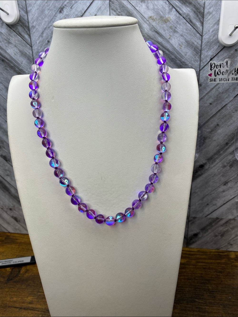 Purple mermaid glass 20 inch handknotted necklace Aprilsplace